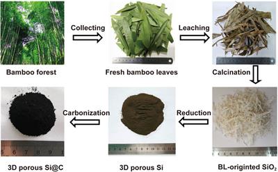 Engineering Bamboo Leaves Into 3D Macroporous Si@C Composites for Stable Lithium-Ion Battery Anodes